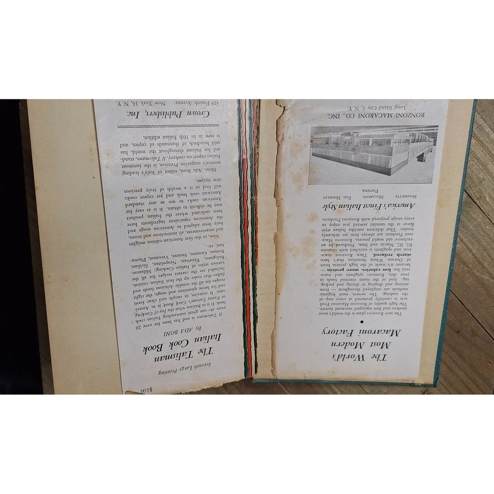 1950 The Talisman Italian Cook Book Ada Boni Ronzoni Special Edition Hardcover